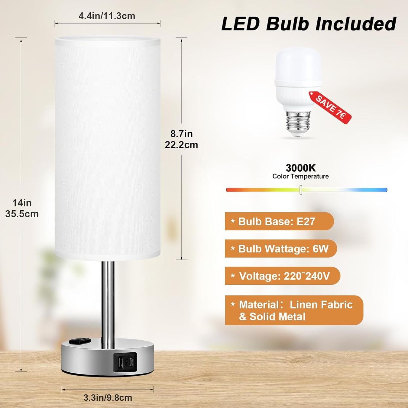 Lampade: Nachttischlampe Touch Dimmbar mit USB A+C – Nuovo e nell'imballaggio originale da Nuglar venduto da SaleRitter 5