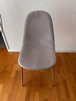 2x Esszimmerstuhl gepolstert, Beige/Grau mit Holzoptikbeinen