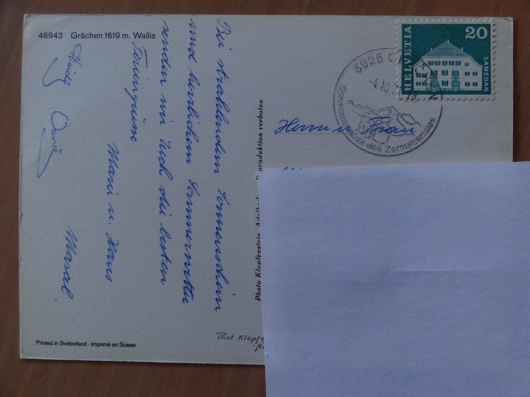 Cartoline postali: Grächen - 1970 – Usato da St Léonard venduto da Riglin 1