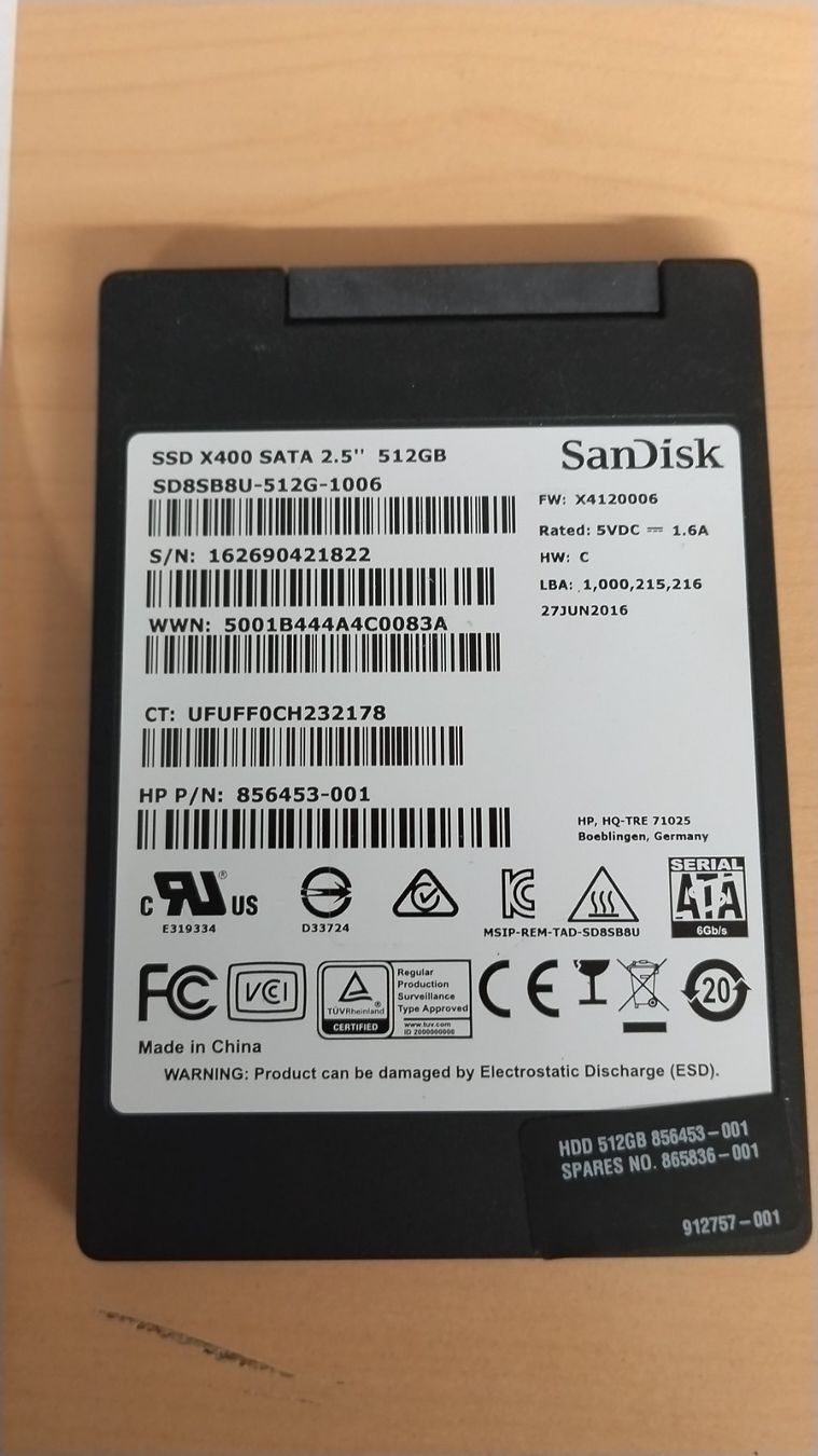 Sandisk Dischi rigidi: SanDisk SSD X400 SATA 2.5" 512GB – Usato da Wallisellen venduto da mic_gg2g