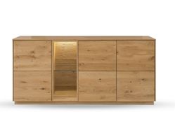 Sideboard ST GALLEN Wildeiche massiv 170 x 80 cm Beleuchtung