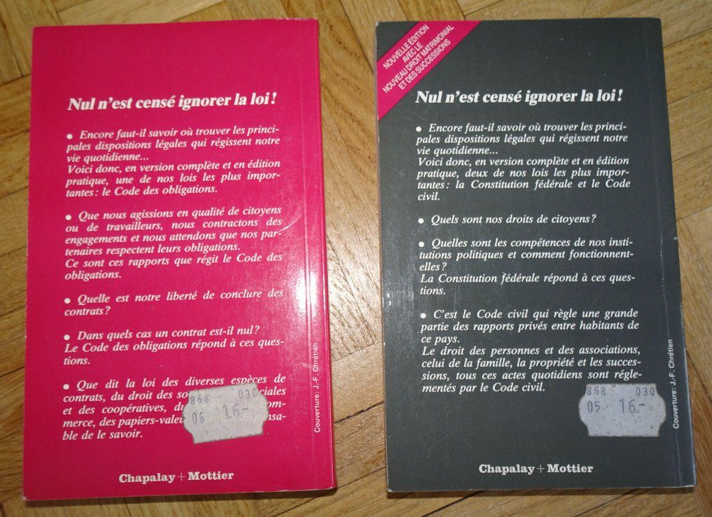 Libri: Code Civil Suisse et Code des Obligations – Nuovo (secondo la descrizione) da Châtelaine venduto da fil_7lqg 1