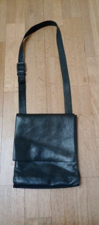 Schwarze Ledertasche Umhängetasche Guter Zustand Herbst Look