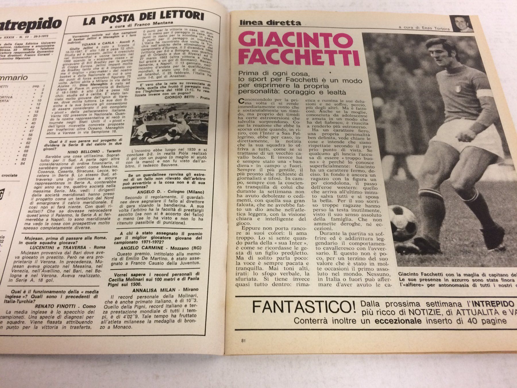 Zeitschriften & Magazine: INTREPIDO # 13 1973 Facchetti Billy Bis Berruti Morandi – Gebraucht aus Vezia von Aquarius_Age 1