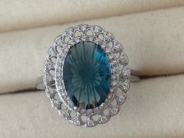 Luxus Elegante Gr.19/9 Ring Farbe: Silber /blau