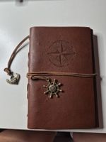 Notizbuch Leder braun mit Kompass Motiv guter Zustand