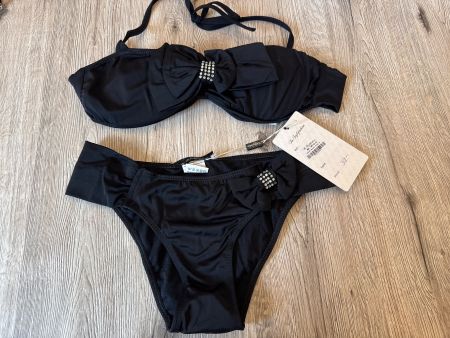 Schwarzer Bikini mit Schleife & Strass, Grösse M, Sommerl...