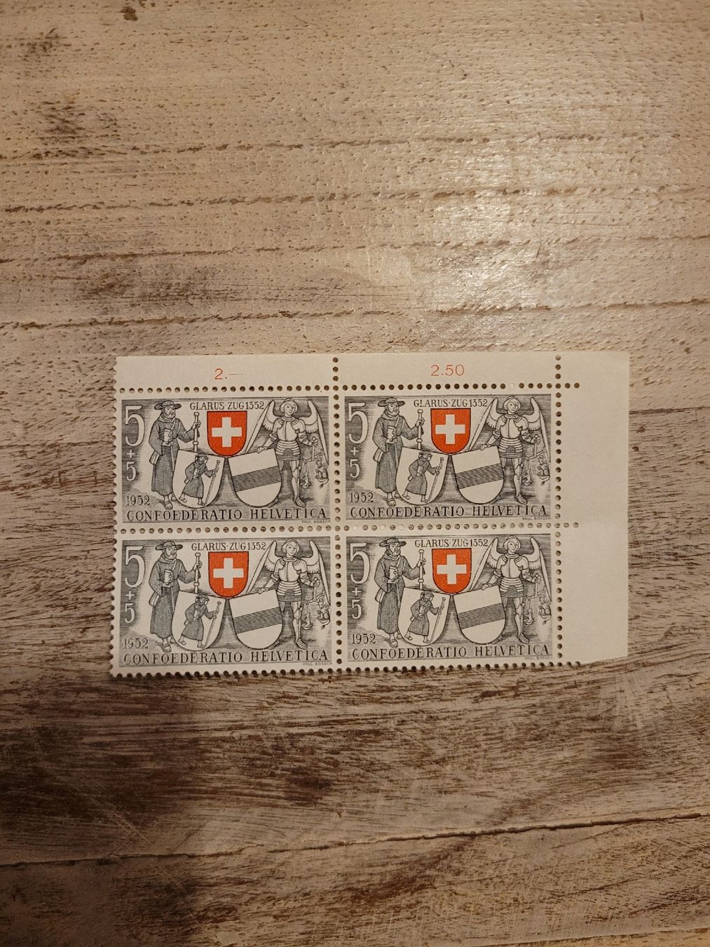 Alle Briefmarken: Pro Patria 1952 Glarus und Zug – Gebraucht aus Inwil von Flower2325