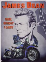 Blechschild-JAMES DEAN MIT MOTORBIKE - 15 X 20 CM