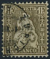 1863 - 1Fr. Sitzende Helvetia - gestempelt