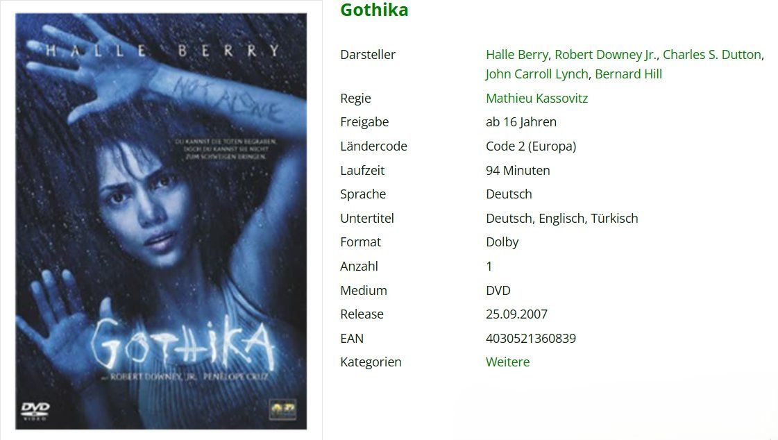 Tutti i DVDs: Gothika - *DVD* – Usato da Dietikon venduto da Ruempfli 1