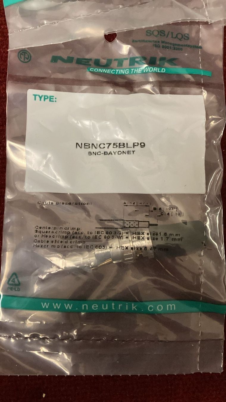 Neutrik Kabel: 11 Neutrik NBNC75BLP9 BNC-Stecker – Neu und originalverpackt aus Dietikon von Rima57