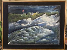 Gemälde Schweiz Landschaft Rheinfall Schaffhausen mit Rahmen