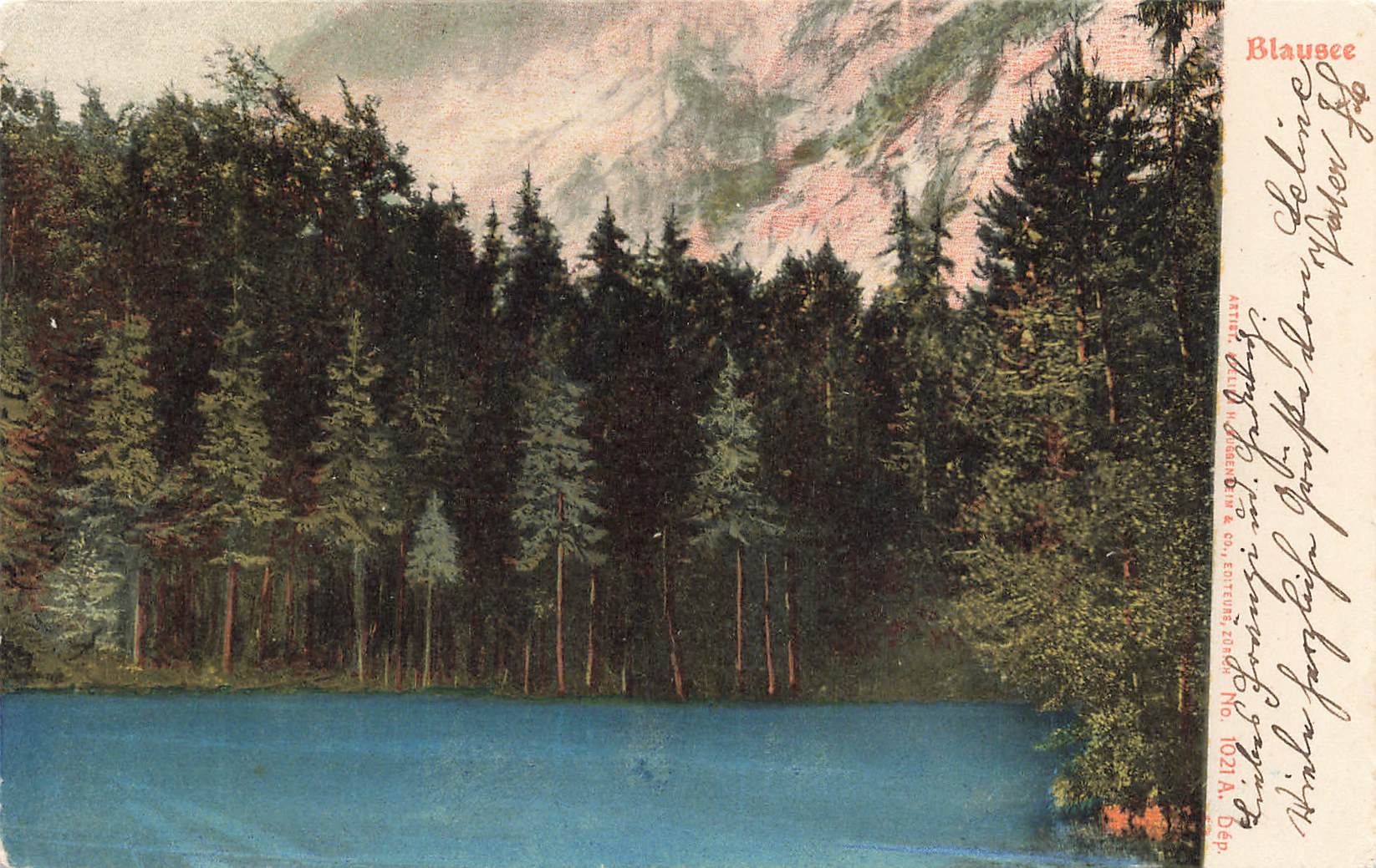 Cartoline postali: Blausee (BE) – Alpensee im Wald – Usato da Biasca venduto da Blenio71