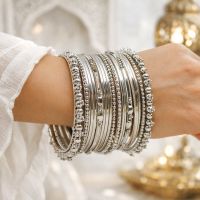 Armreif Bangles 20 Armreifen Metall Indien silber Bollywood