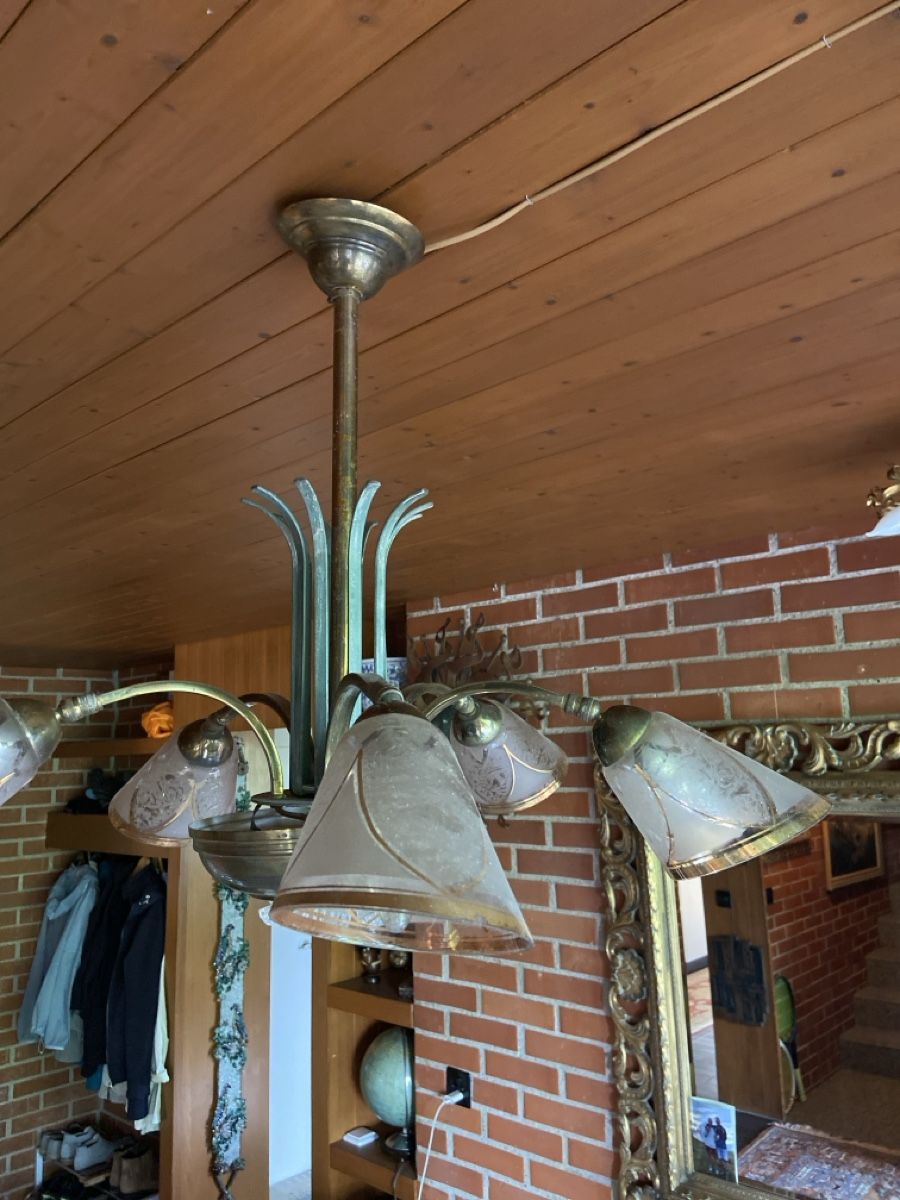 Kronleuchter & Deckenlampen: 40er Jahre Lampe, Messing, 5-flammig – Gebraucht aus Oberwil BL von hr237 1