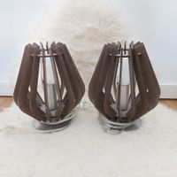 Tischlampen Set Holz Metall Retro 2 Stk. guter Zustand