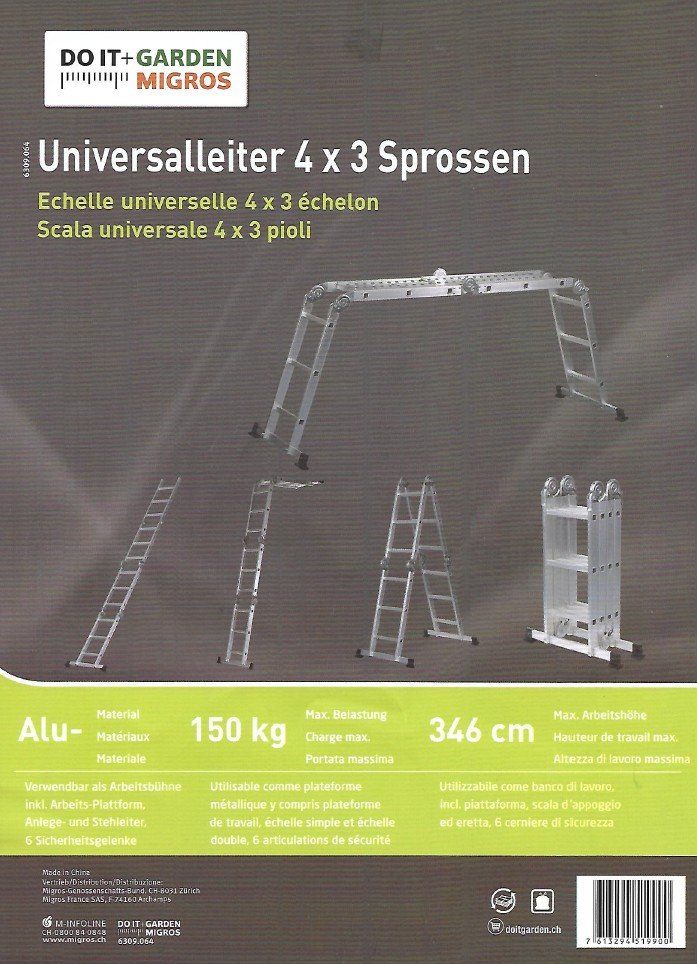 Scale: Universal-Leiter 4 x 3 Sprossen – Nuovo (secondo la descrizione) da Madiswil venduto da Stratosteve
