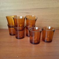 8 verres Duralex brun fumé vintage