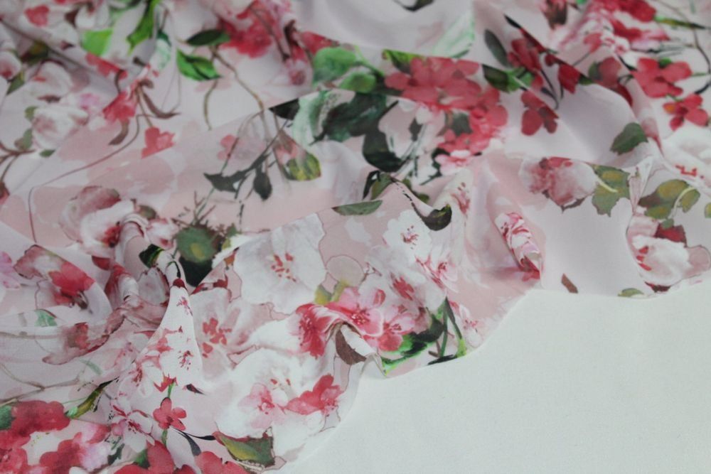Tessuti: Stoff Kleiderstoff h.rosa/Blumen – Nuovo (secondo la descrizione) da Obfelden venduto da solomon111
