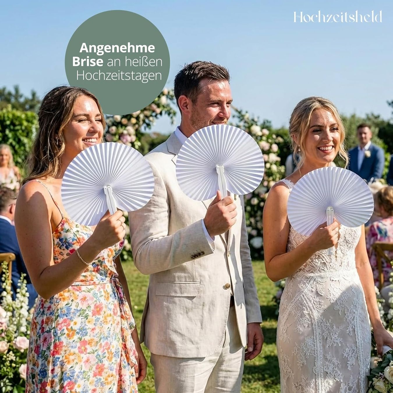 Tutte le decorazioni: Hochzeitsfächer 50 Stück weiss Papierfächer – Nuovo e nell'imballaggio originale da Suhr venduto da SchnapperCH 5