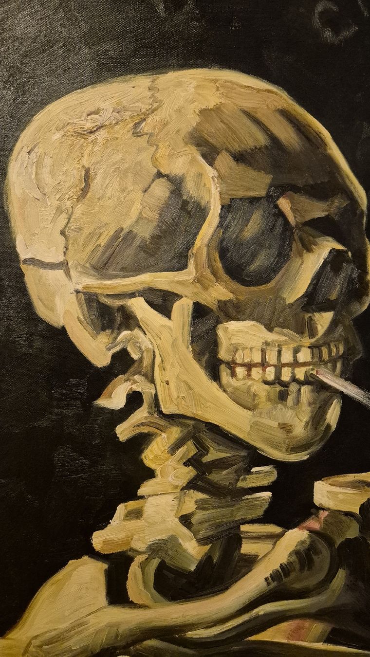 Poster & Bilder: Schädel mit Zigarette Vincent Van Gogh Skull Oel auf Leinen – Gebraucht aus Basel von Happy3210 1