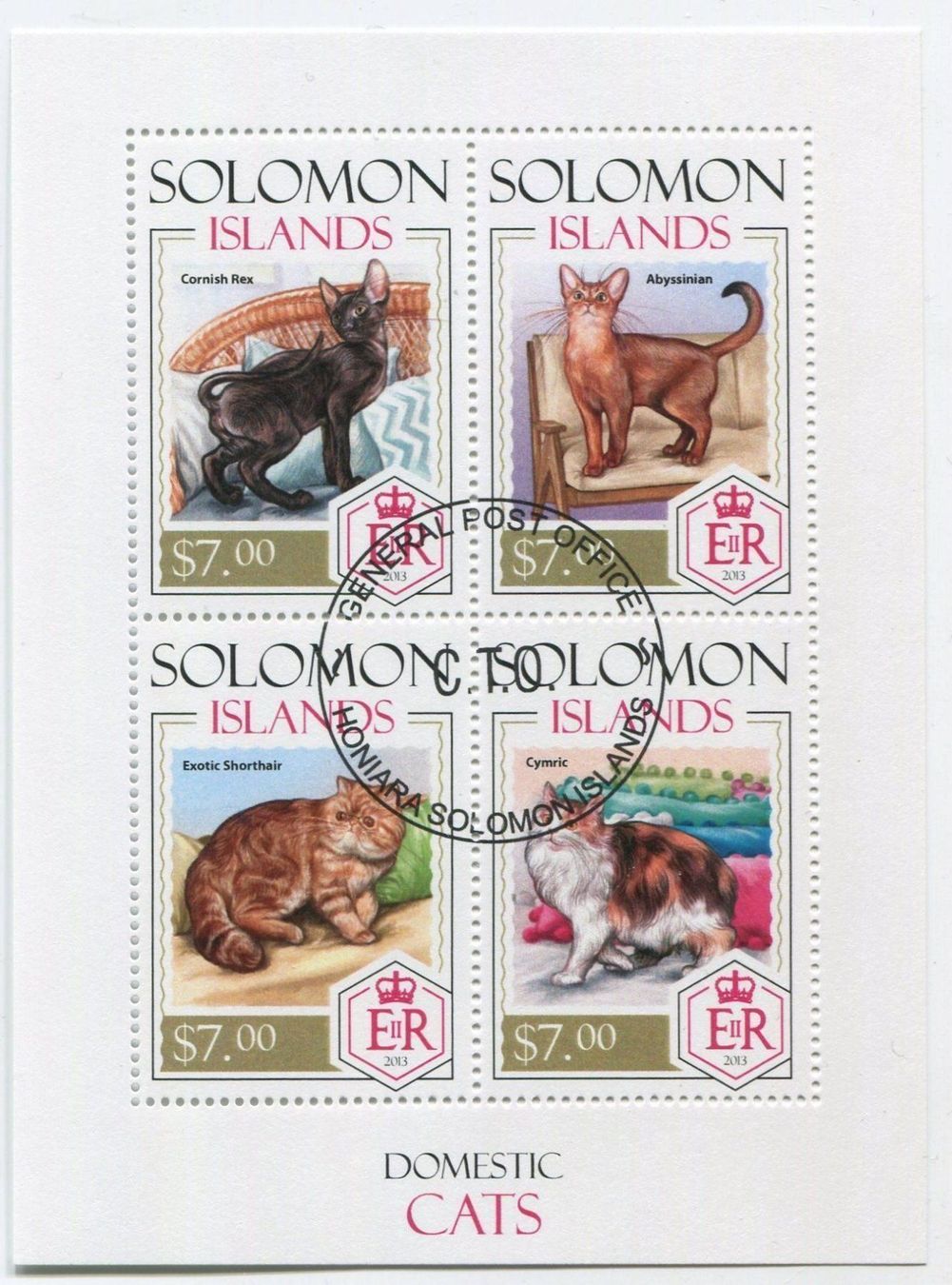 Alle Briefmarken: Block "Katzen". Salomonen. – Neu und originalverpackt aus Basel von Butsch5