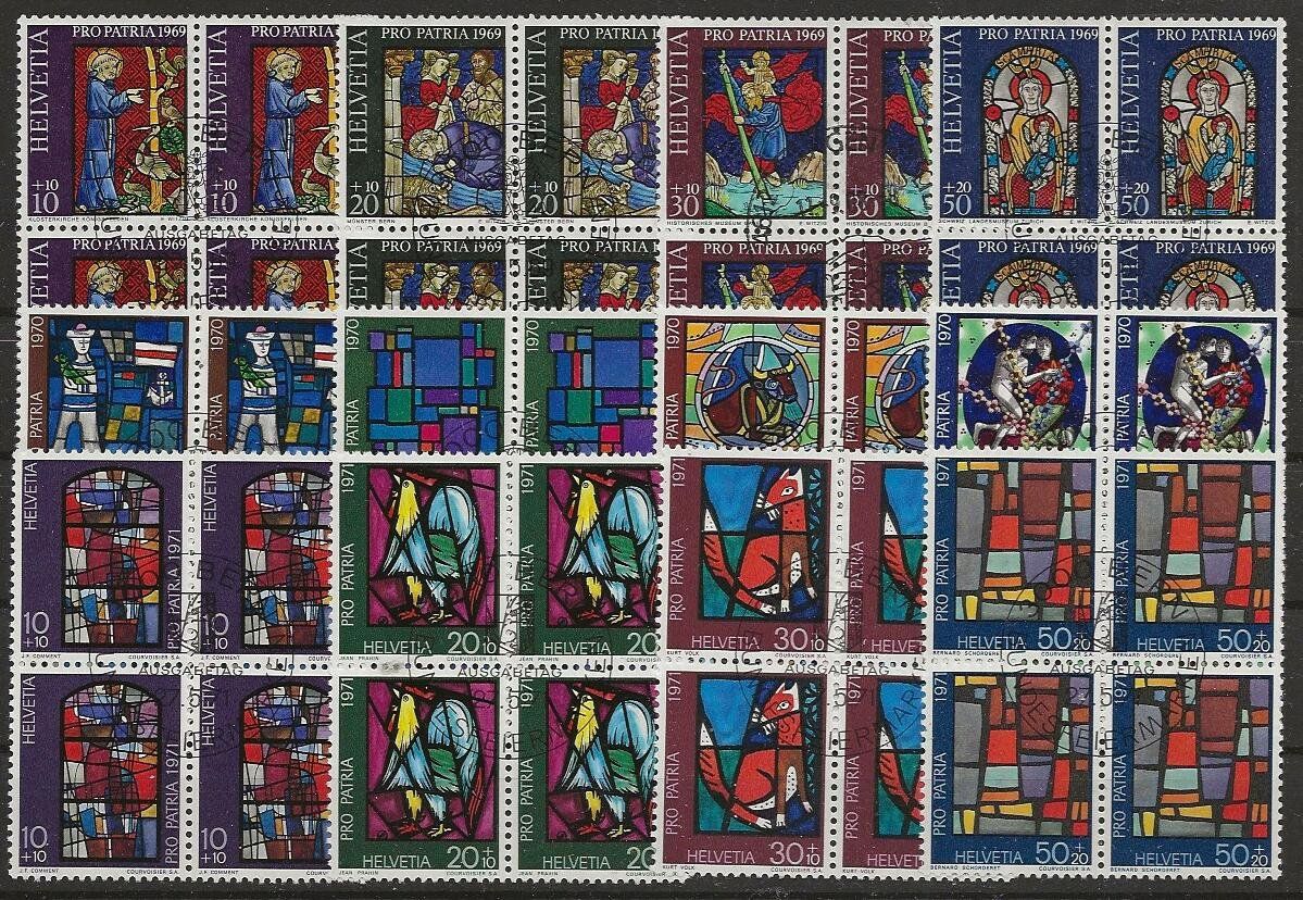 Alle Briefmarken: 1969 - 71 Pro Patria, Viererblock ET – Gebraucht aus Arlesheim von kuhnphila