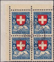 1926, J40 im fehlerfreien Viererblock von GENEVE: Kat: 100.-