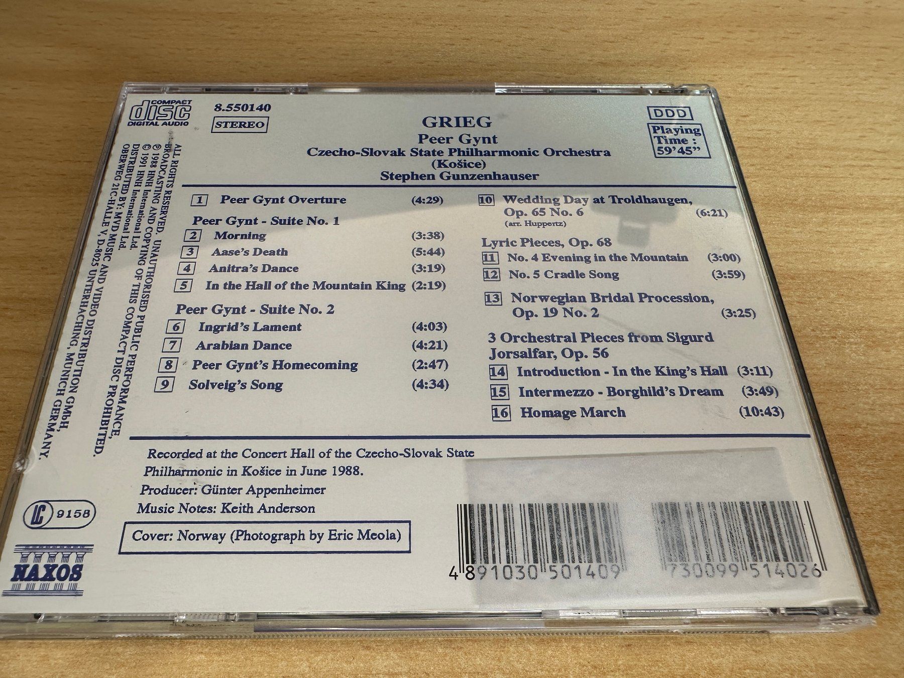 CD: C3 Grieg CSSR Orchestra Stephen Gunzenhauser Peer Gynt – Usato da Rikon im Tösstal venduto da Alpenmutz 1