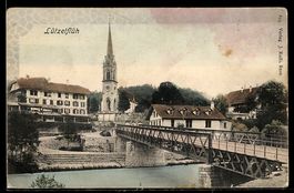 AK Lützelflüh, Brückenpartie mit Blick zur Kirche