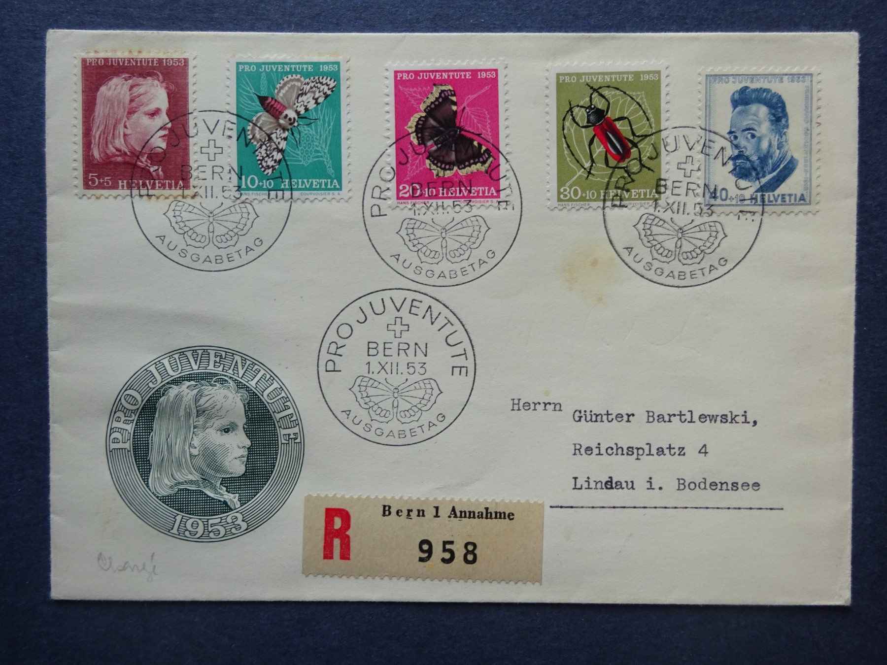 Alle Briefmarken: 1953 Pro Juventute FDC – Gebraucht aus Appenzell-Steinegg von adi1975 2