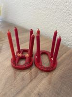 Wooden candle holders number 80 red flowers condition used