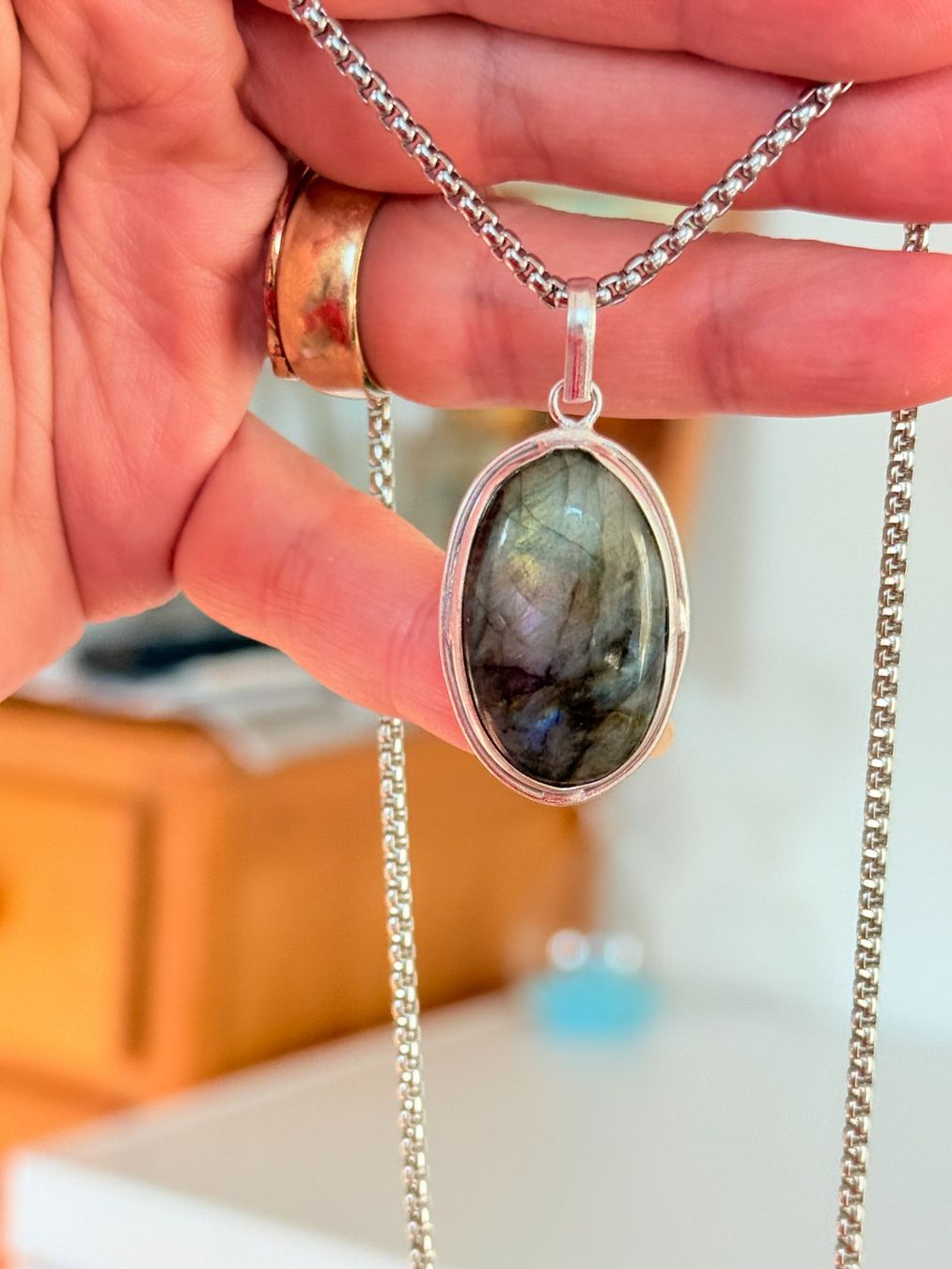 Catenine: Collier Labradorite naturelle – Nuovo e nell'imballaggio originale da Genève venduto da AGBERG 7