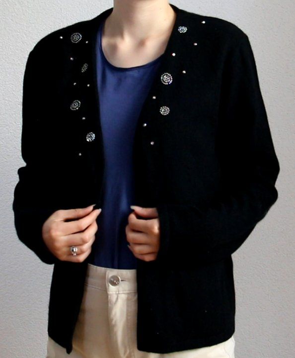 Alba Moda Giacche: Schwarze Strickjacke mit eleganten Glitzersteinen Gr. 36 – Usato da Luzern venduto da Simona15 4