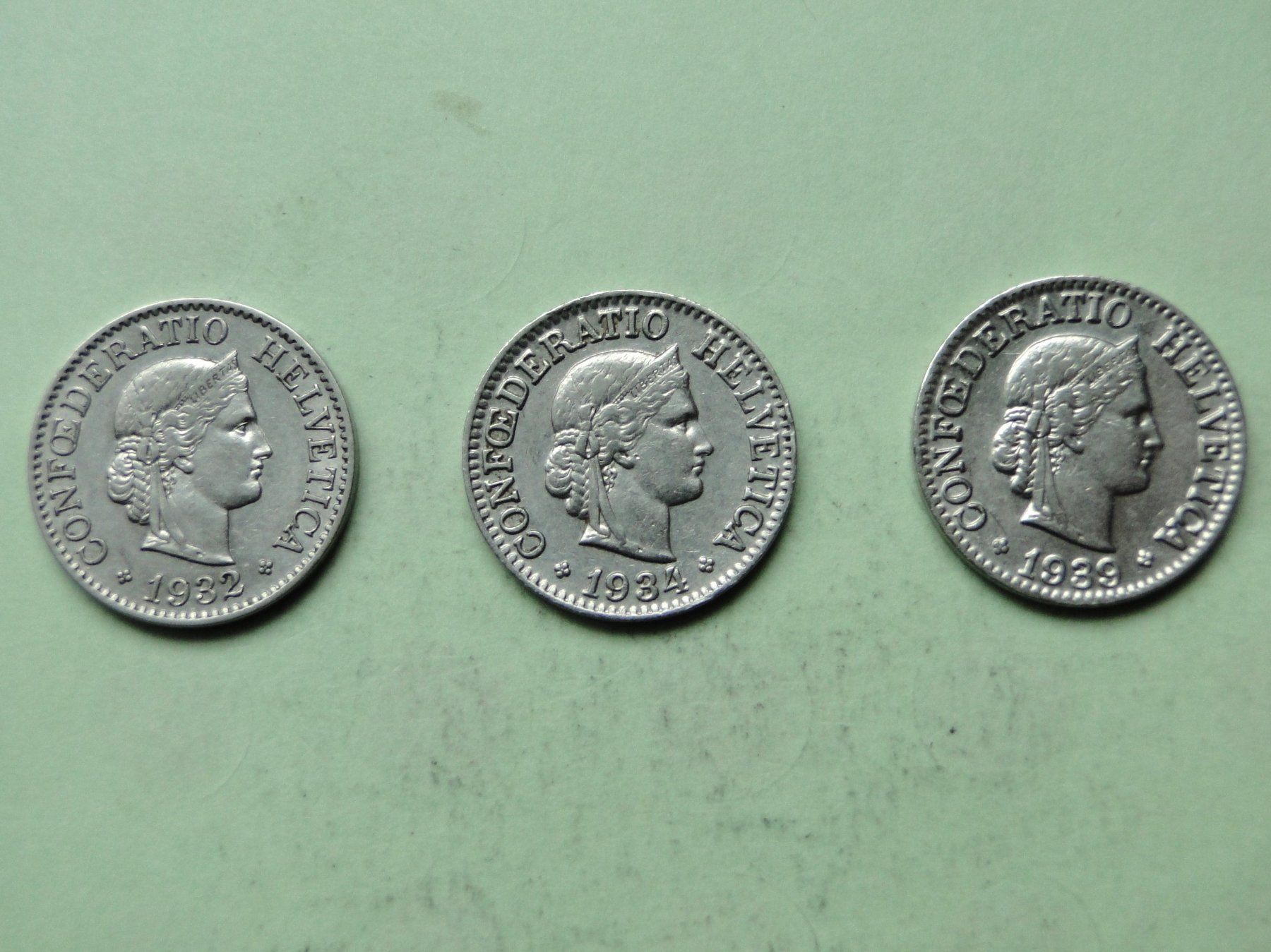 Alle Münzen: 3x 10 Rappen 1932 - 1934 - 1939 – Gebraucht aus Killwangen von cyrano56