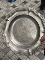 Rare Assiette Étain TCS Rallye 1937 Genève Vintage 30cm