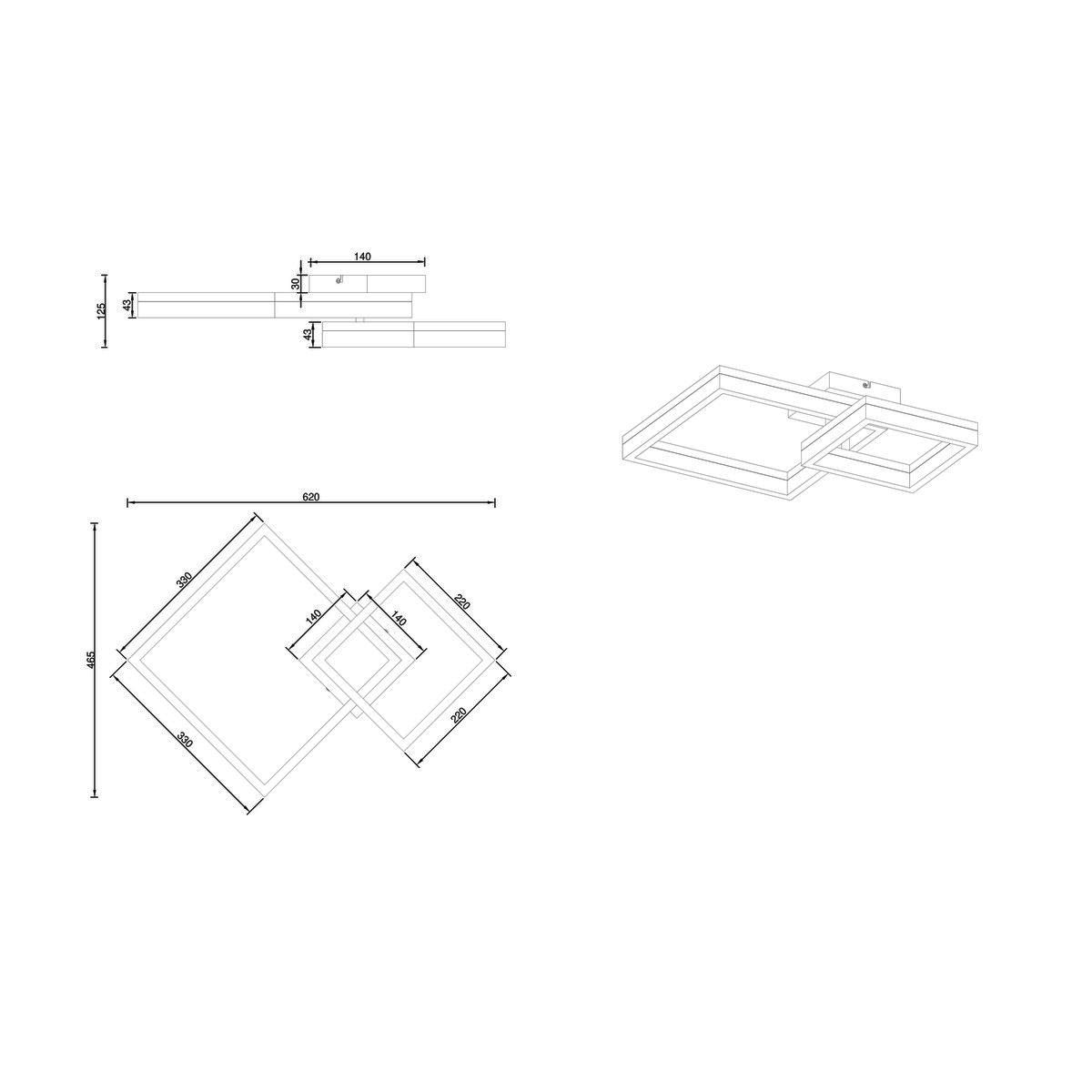 Lampadari & plafoniere: LED Deckenleuchte, 62 cm x 47 cm – Nuovo (secondo la descrizione) da Kreuzlingen venduto da Smart-Light 4