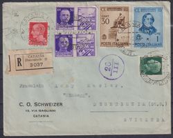 R-Zensurbrief 1942 von Catania nach Degersheim