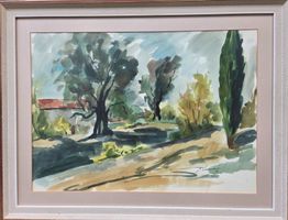 Louis PERROCHON (1904-2008) grande aquarelle Provence