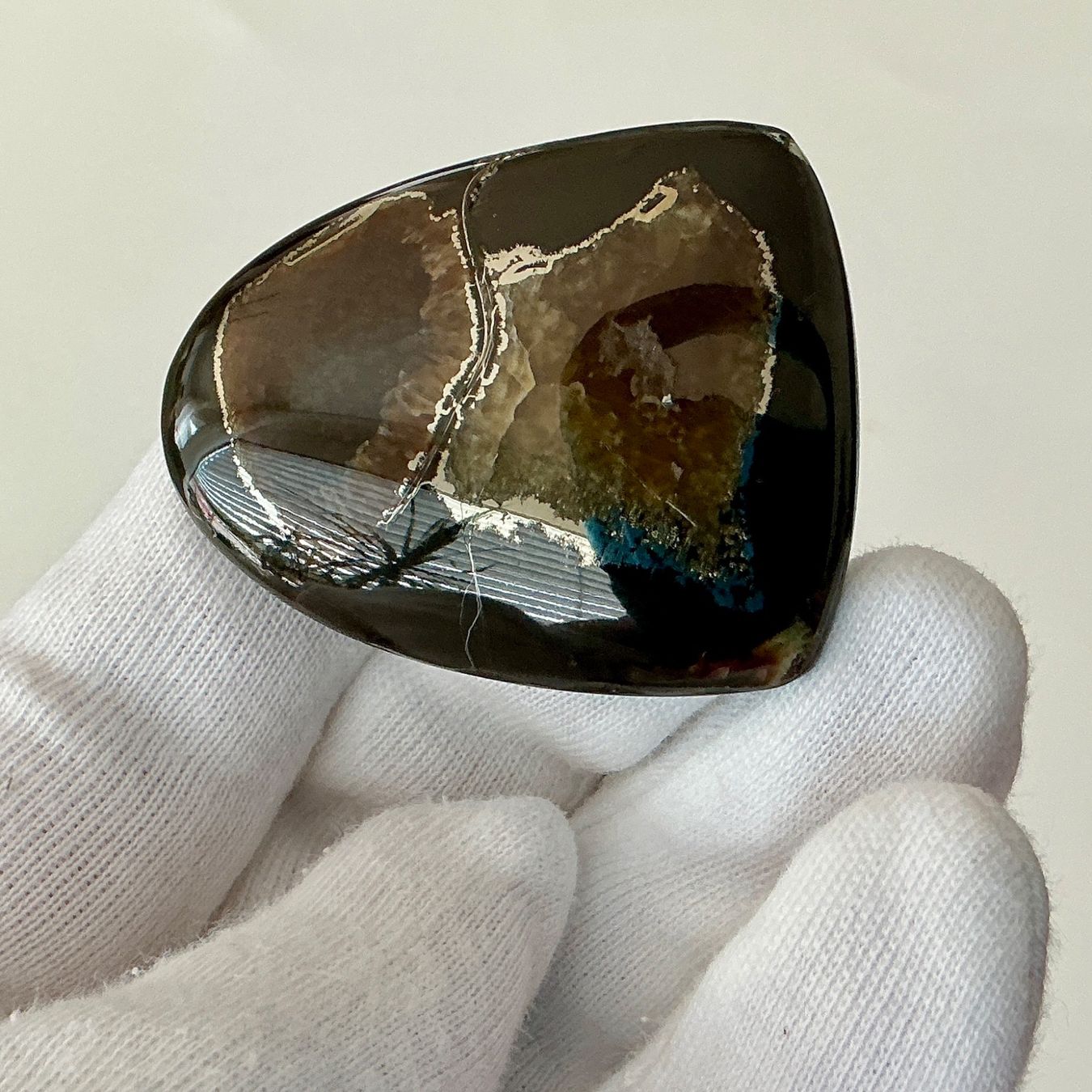 Minerali & Pietre curative: Ein seltener Simbircit mit natürlichem Pyrit. Cabochon – Nuovo e nell'imballaggio originale da Geroldswil venduto da Lilleke 6