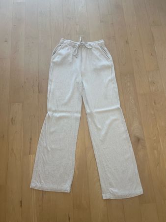 Damen Leinenhose beige weit geschnitten gebraucht