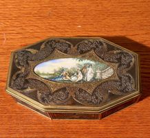 antique French gilt bronze and enamel box 19th century