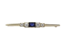 Vintage Brosche mit Saphir und 4 Diamanten 18K Gold *S4572