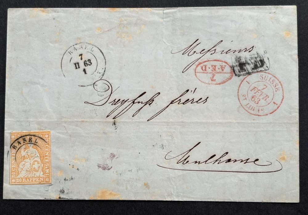 Alle Briefmarken: FALTBRIEF STRUBEL BASEL 1863 – Gebraucht aus Ostermundigen von wini63