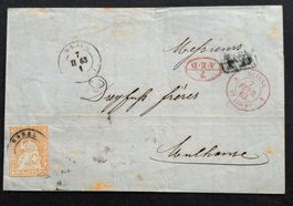 FALTBRIEF STRUBEL BASEL 1863