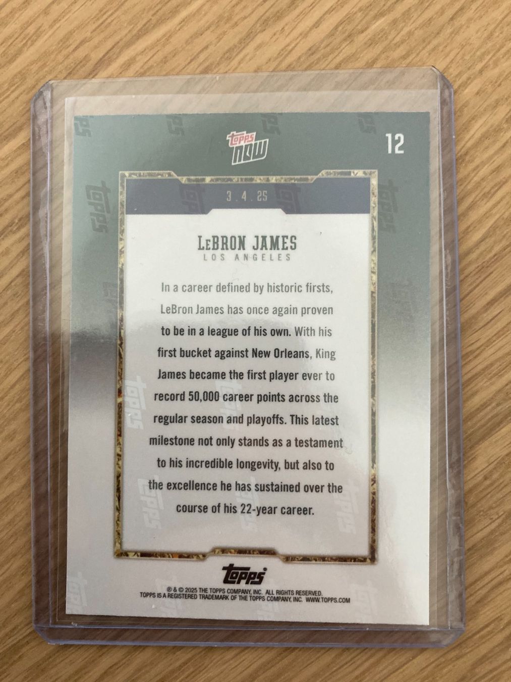 Topps Carte collezionabili: Topps Now #12 - LeBron James 50k – Nuovo (secondo la descrizione) da La Tour-de-Peilz venduto da Tyalos_Cards 1