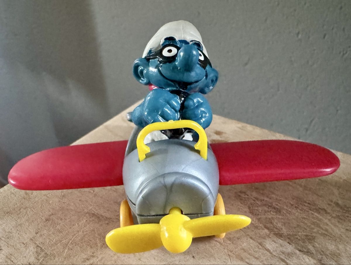 Statuette: 3 x alter Schlumpf Kaminfeger + Flieger – Usato da Rothrist venduto da Luckywinner 5