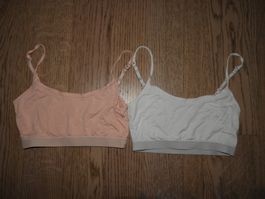 2er Set Bralettes weiss und lachsfarben,Grösse S