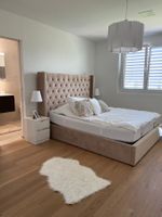 Polsterbett Samtstoff Beige